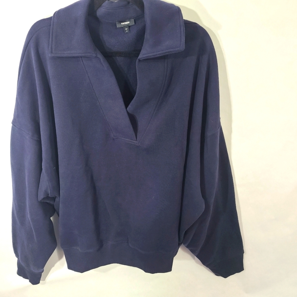 Espress Men's Size XL Collared Sweatshirt V-Neck Top Shirt Activewear Outside
